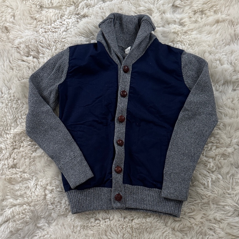 Crewcuts Gray and Navy Kids Cardigan/Jacket Sweater